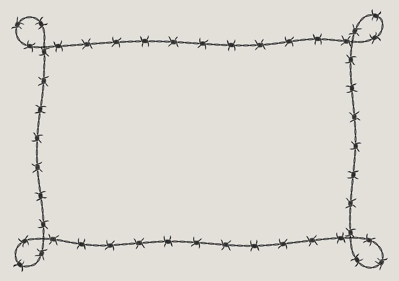 Barbed wire frame corner, coiled into rectangle and Knotted shape at the corner. vector