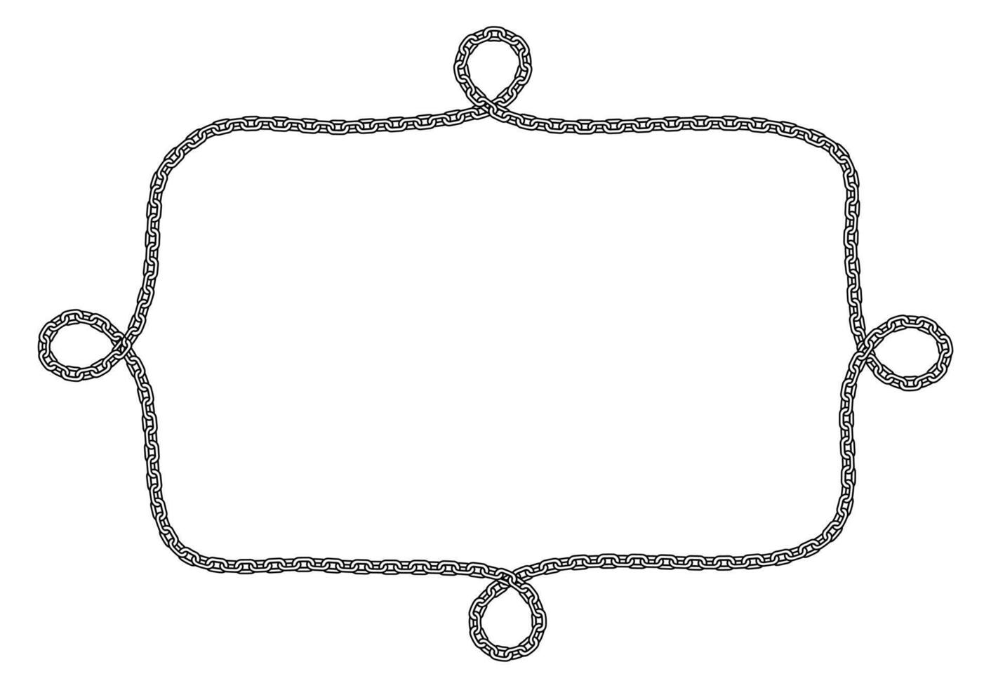 Chain frame corner, coiled into rectangle with wavy line. vector