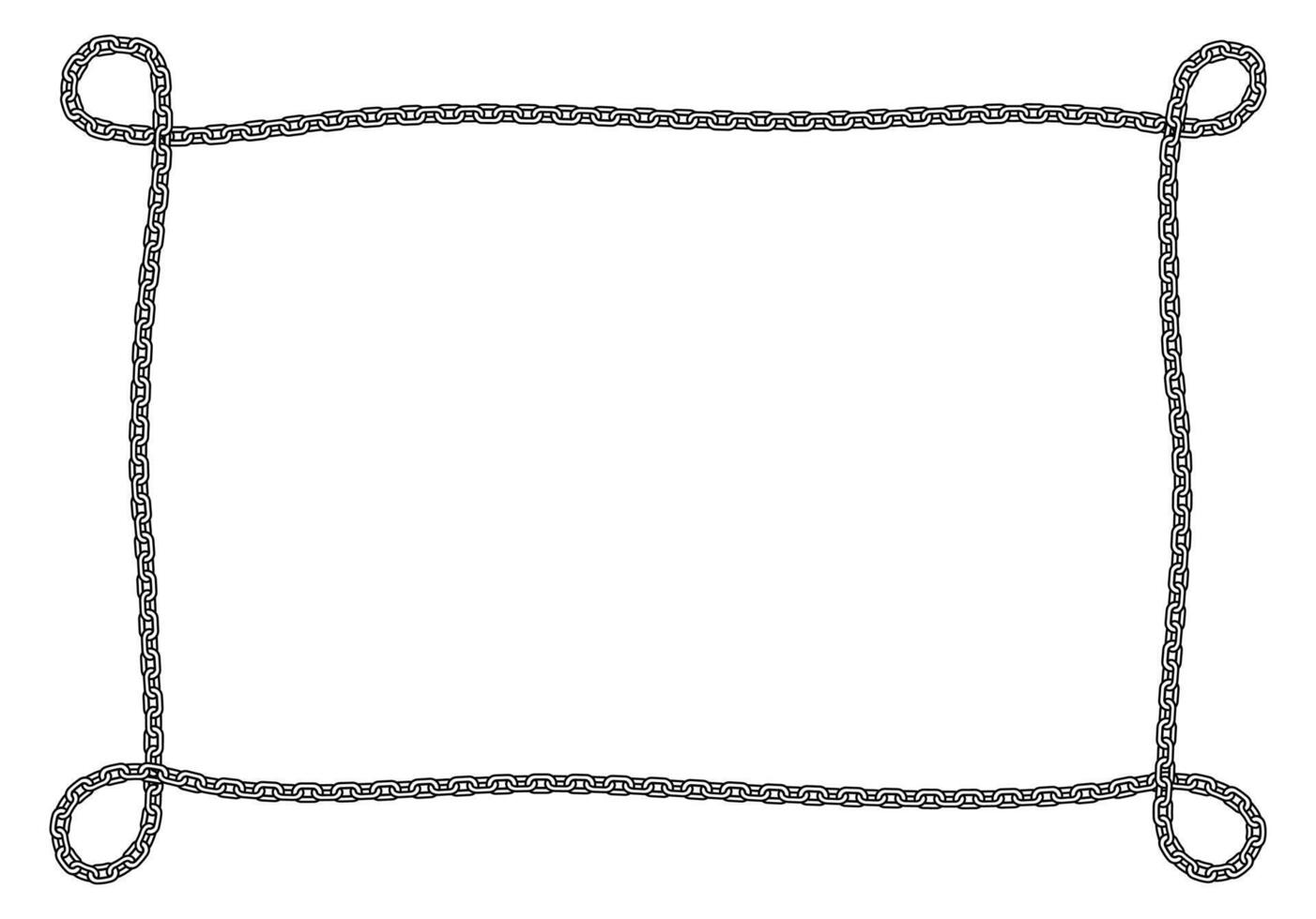Chain frame corner, coiled into rectangle and Knotted shape at the corner. vector