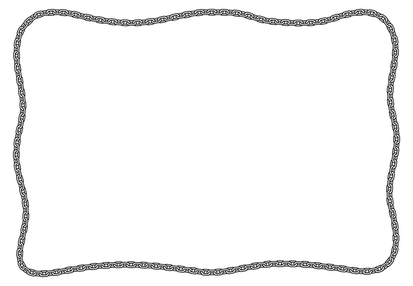 Chain frame corner, coiled into rectangle shape with wavy line. vector