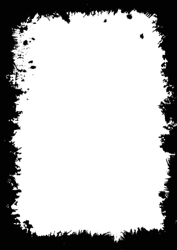 Paint brush stroke black frame, halloween horror template, grunge frame border texture. vector