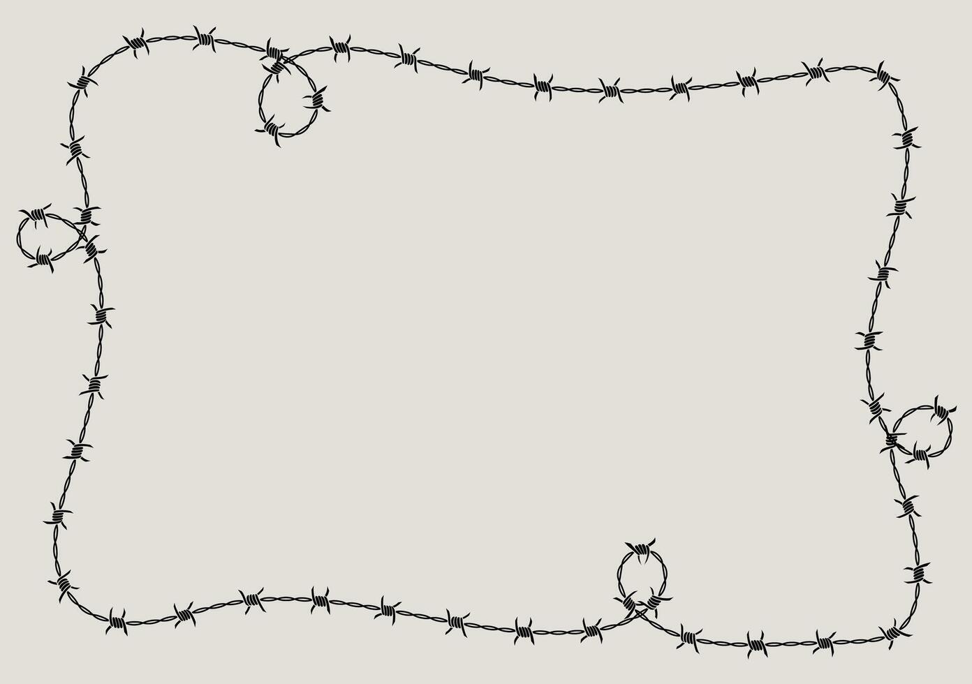 Barbed wire frame corner, coiled into rectangle and twist shape with knot vector
