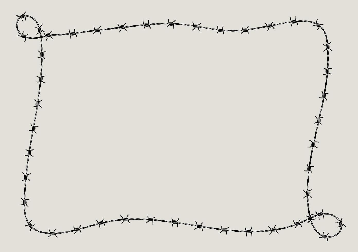 Barbed wire frame corner, twisted into knots at both corners. vector