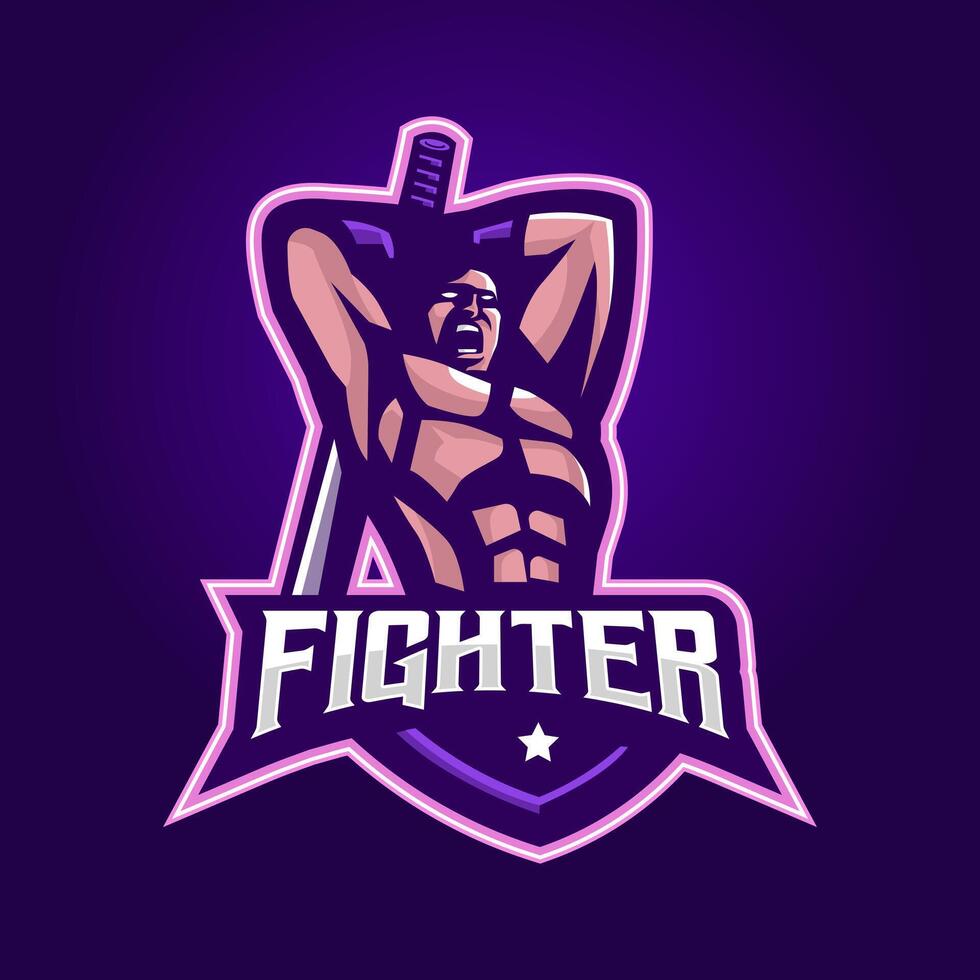 Fighter Drew Sword Gaming Logo vector