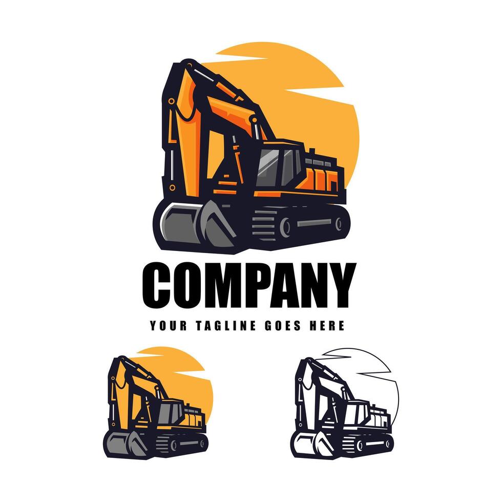 Excavator Logo Construction Company vector