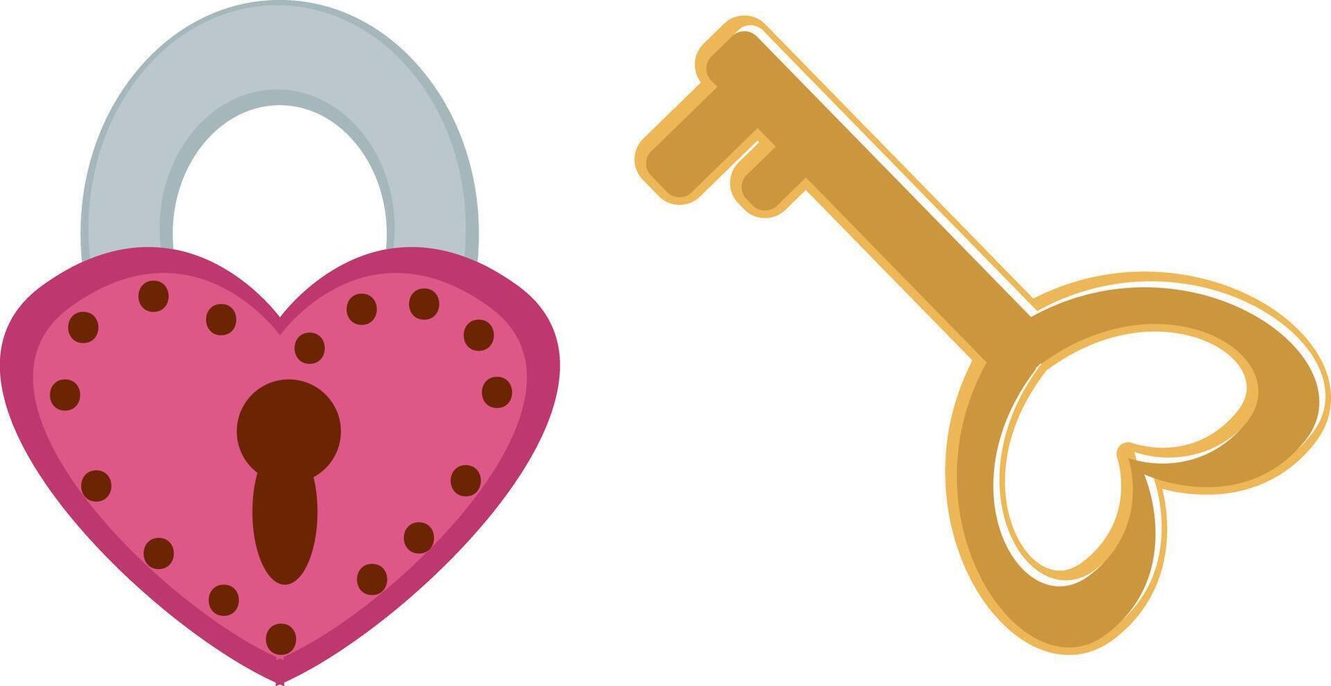 Heart-Shaped Lock and Key Illustration vector