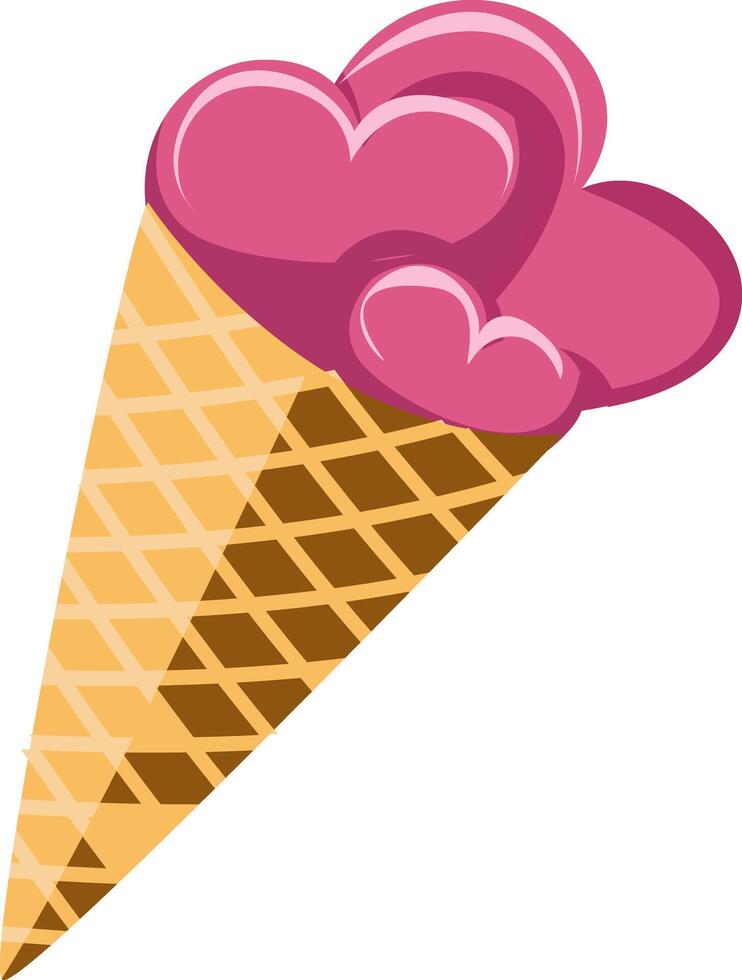 Heart-Shaped Ice Cream Cone Illustration vector