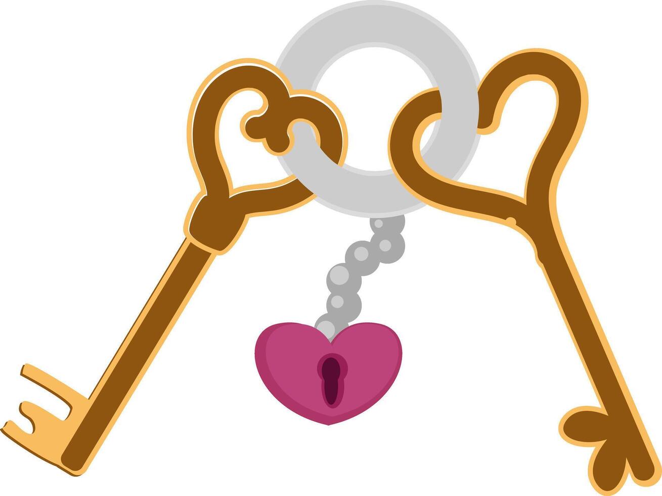 Vintage Golden Keys with Heart Charm vector
