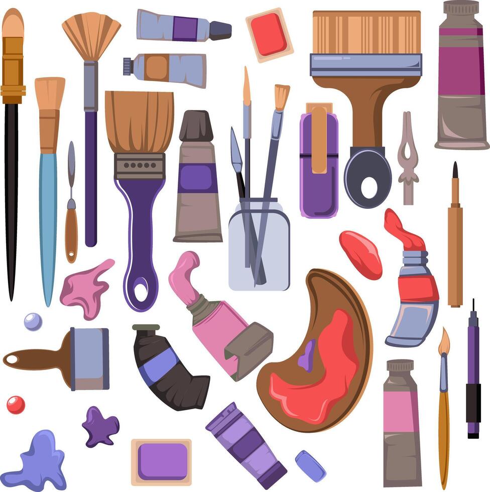 Colorful Art Supplies for Creative Projects vector
