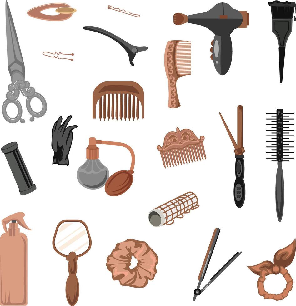 Professional Hair Styling Tools Collection Illustration vector