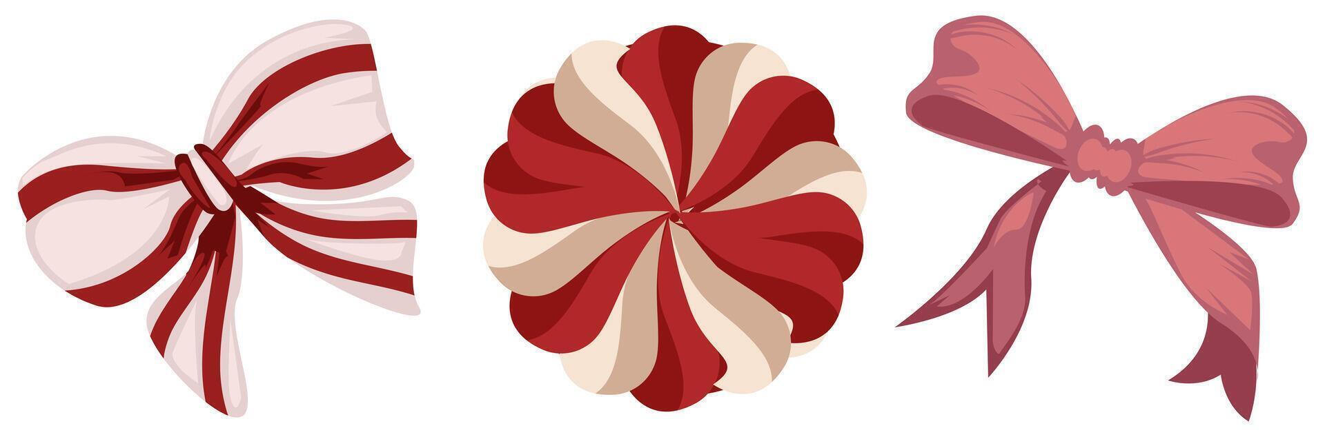 Festive Red and White Ribbon Bows vector