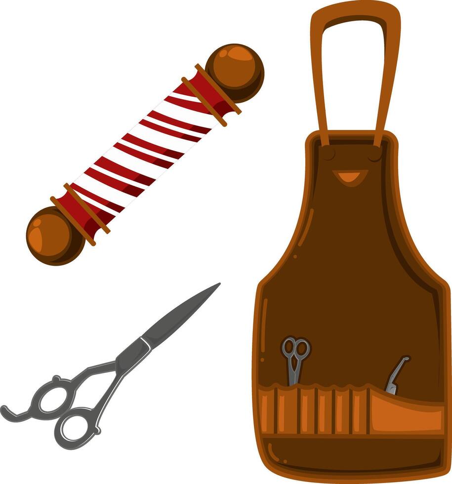 Vintage Apron Scissors Barber Tools for Classic Hairstyling Art vector