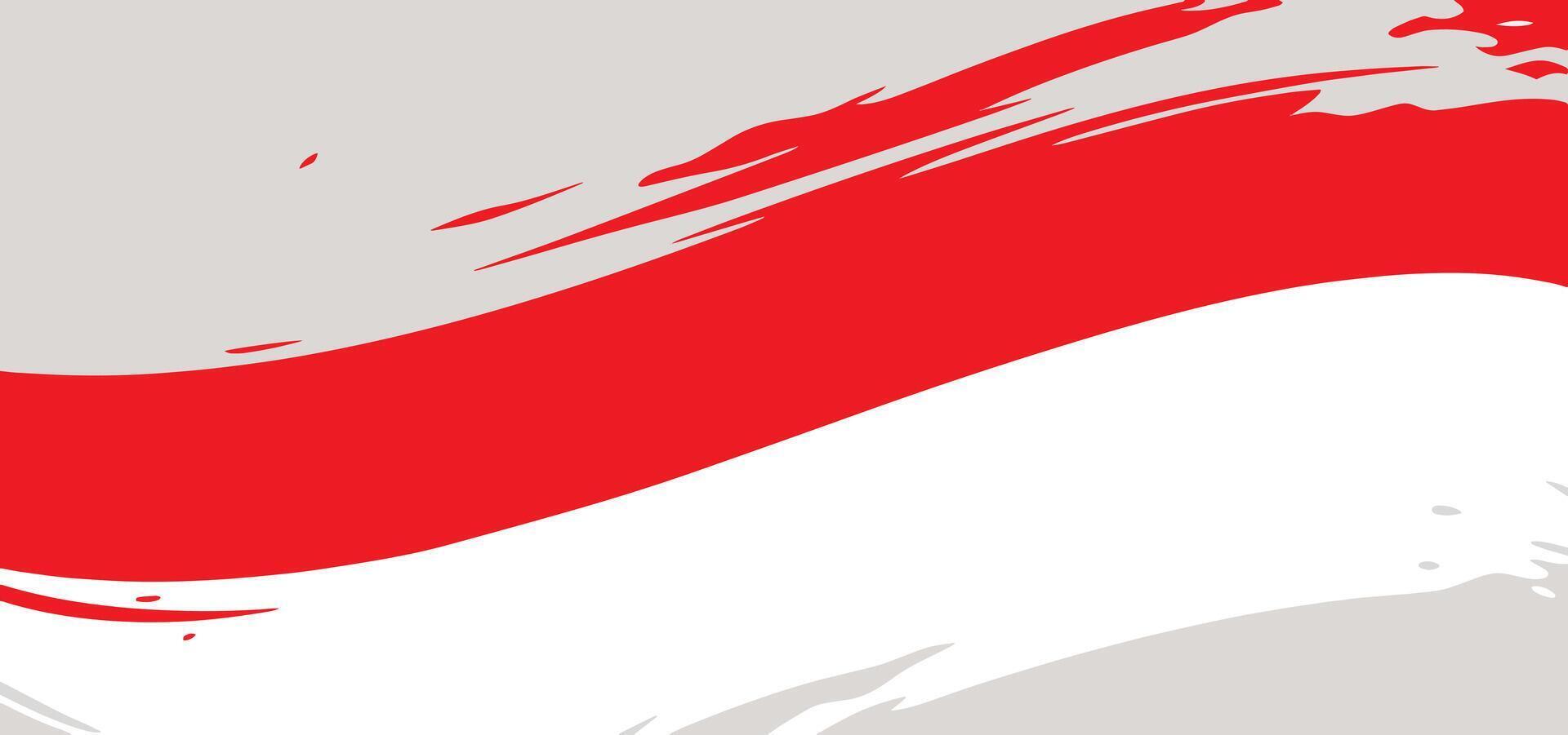 The flag of indonesia is painted with red and white vector