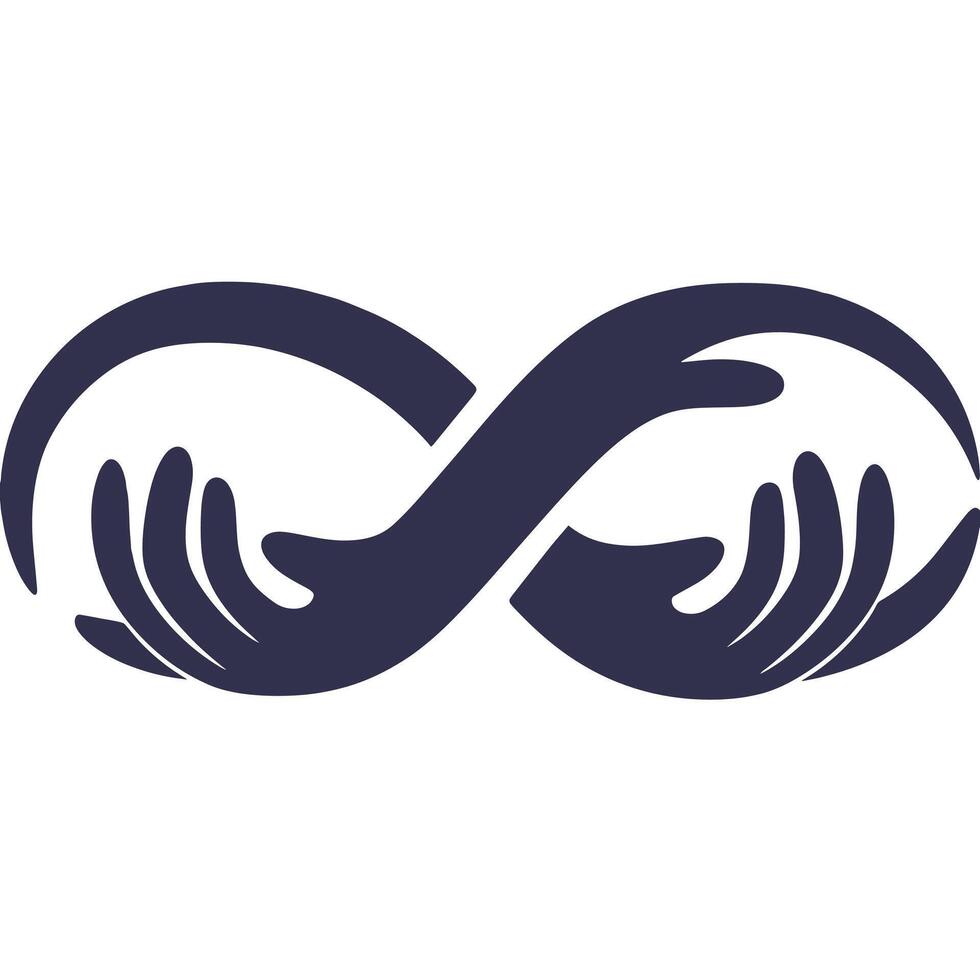 An abstract illustration of two hands forming an infinity symbol, symbolizing eternal connection and unity. vector