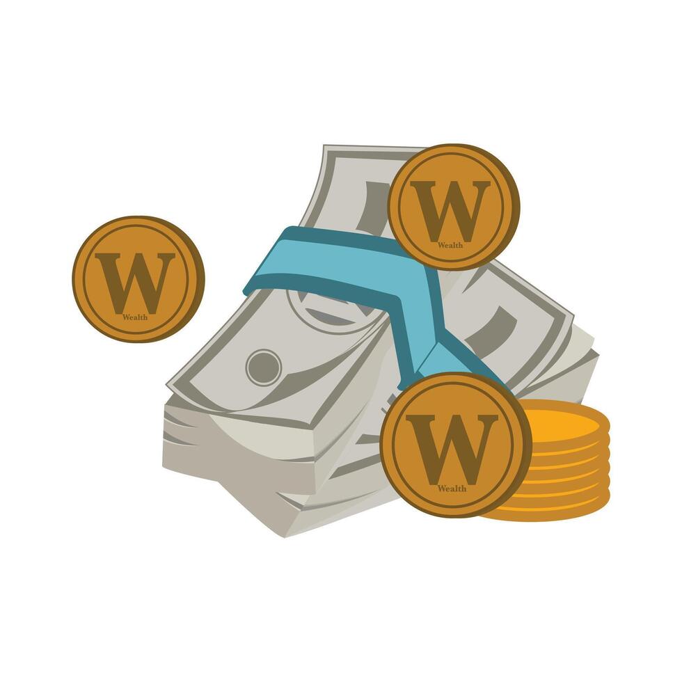 Money icon isolated on white background. Money icon in flat color style. Graphic design elements illustrating wealth, finance, money and the economy vector