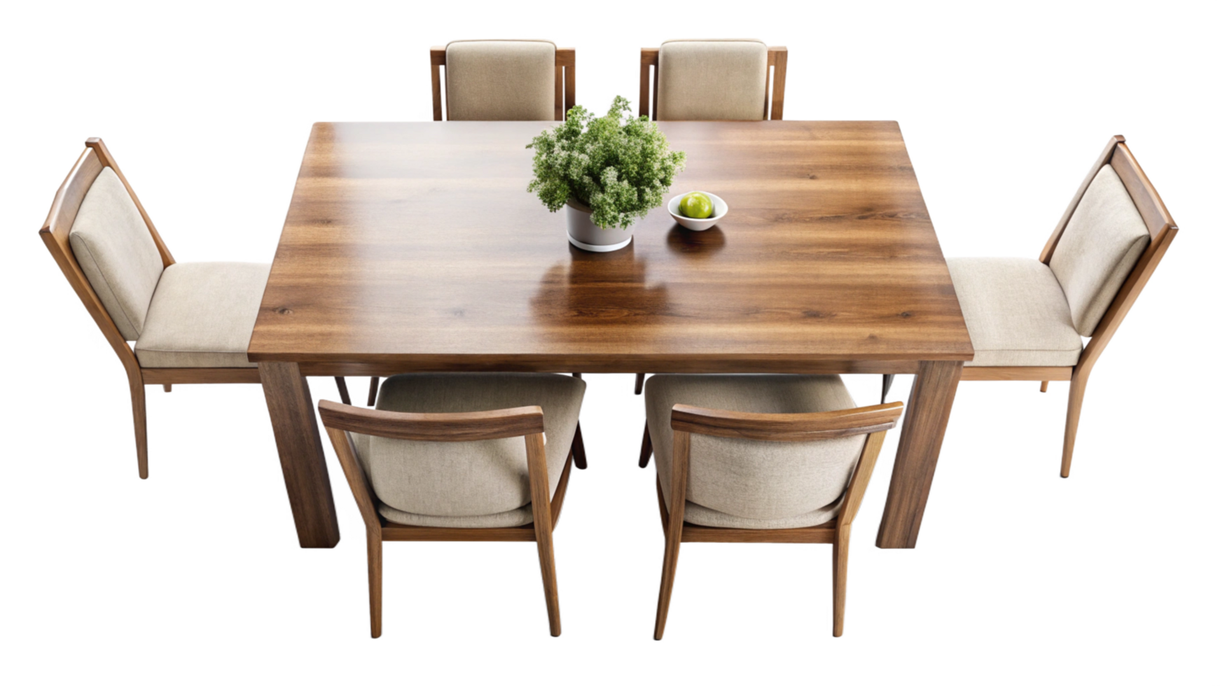 Dinning table with chair top view isolated on transparent background png