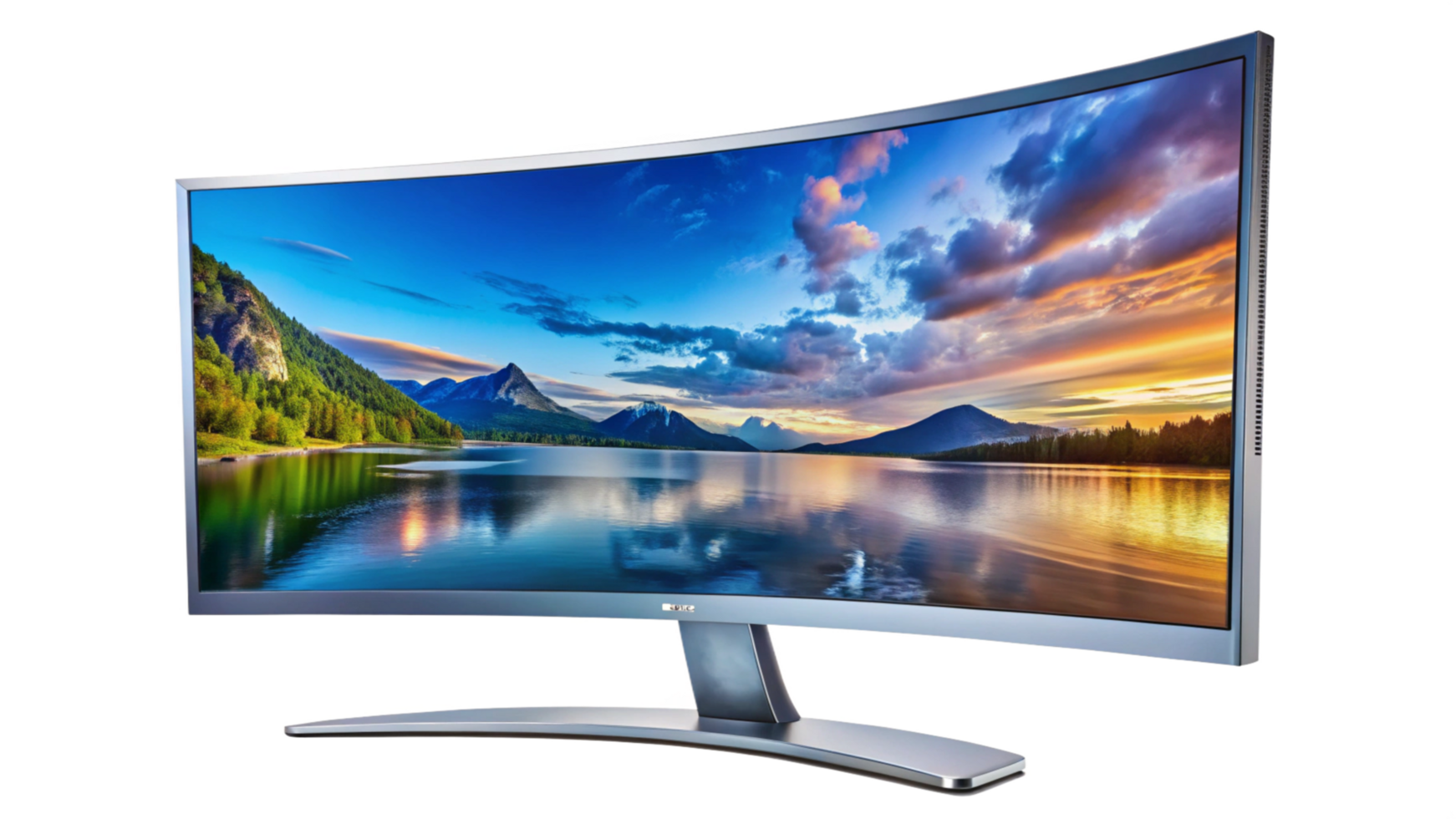 Luxury Ultra wide curve lcd monitor screen isolated on transparent background png