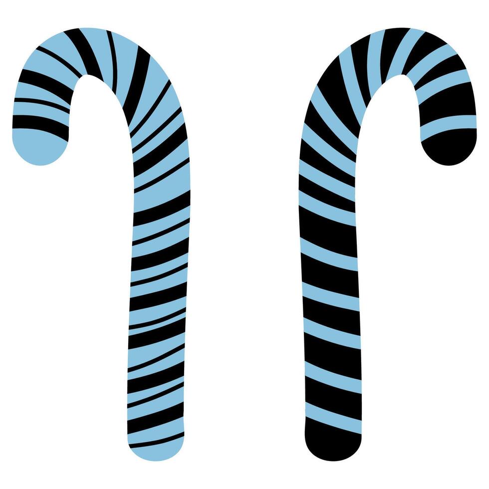 Blue and black candy canes illustration, candy cane vector
