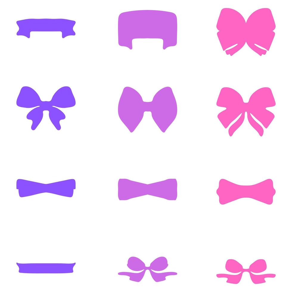 Simple ribbon ornament icon set vector