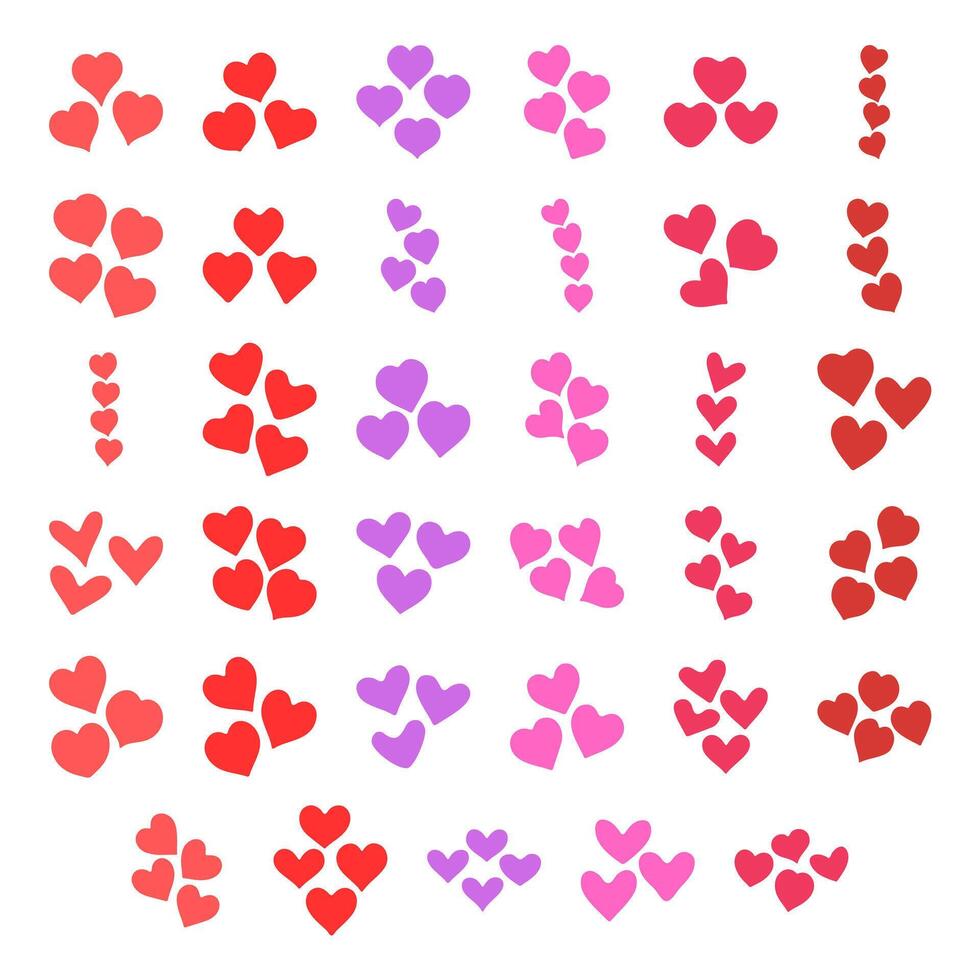 Heart shape icon set. Valentine flat design vector
