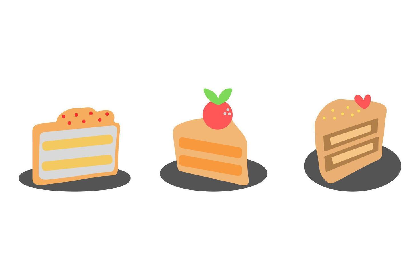 Simple cake illustration design set vector