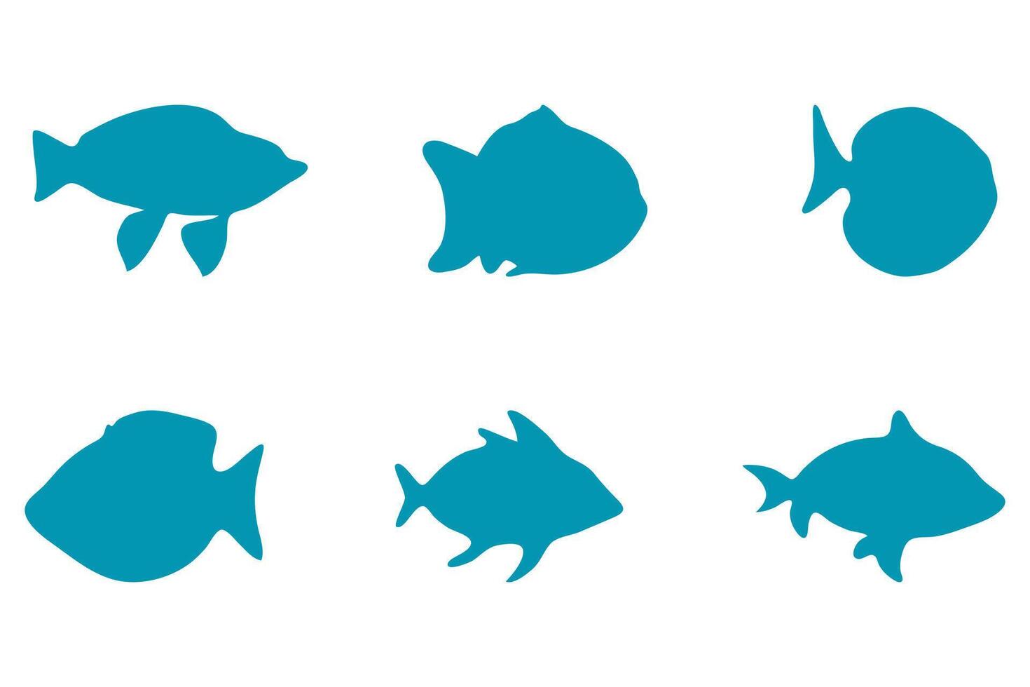 Simple fish illustration design set vector
