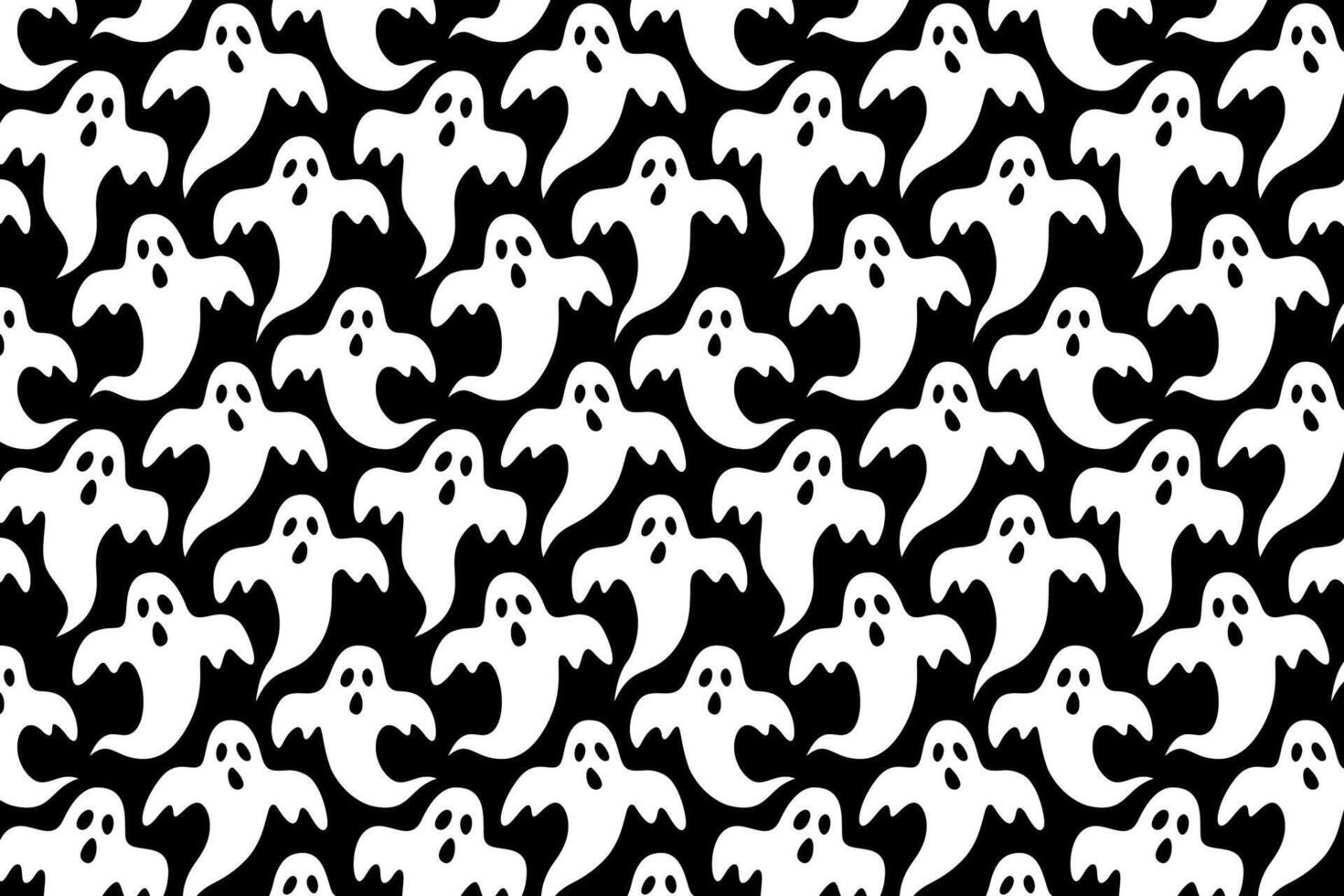ghost, spooky, phantom seamless pattern background for print on textile, wrapping,banner, card. bogeyman fly, specter old school pattern on black background. groovy white ghost flying pattern vector