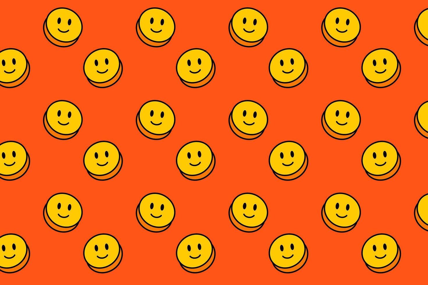 smile face shape colorful pattern on orange background. doodle smile pills seamless pattern background. funny smile emoticon 3d seamless pattern for decor and merchandise vector