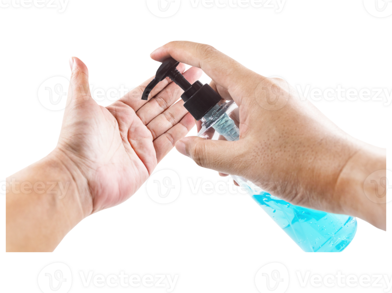A person holding a bottle of hand sanitizer png