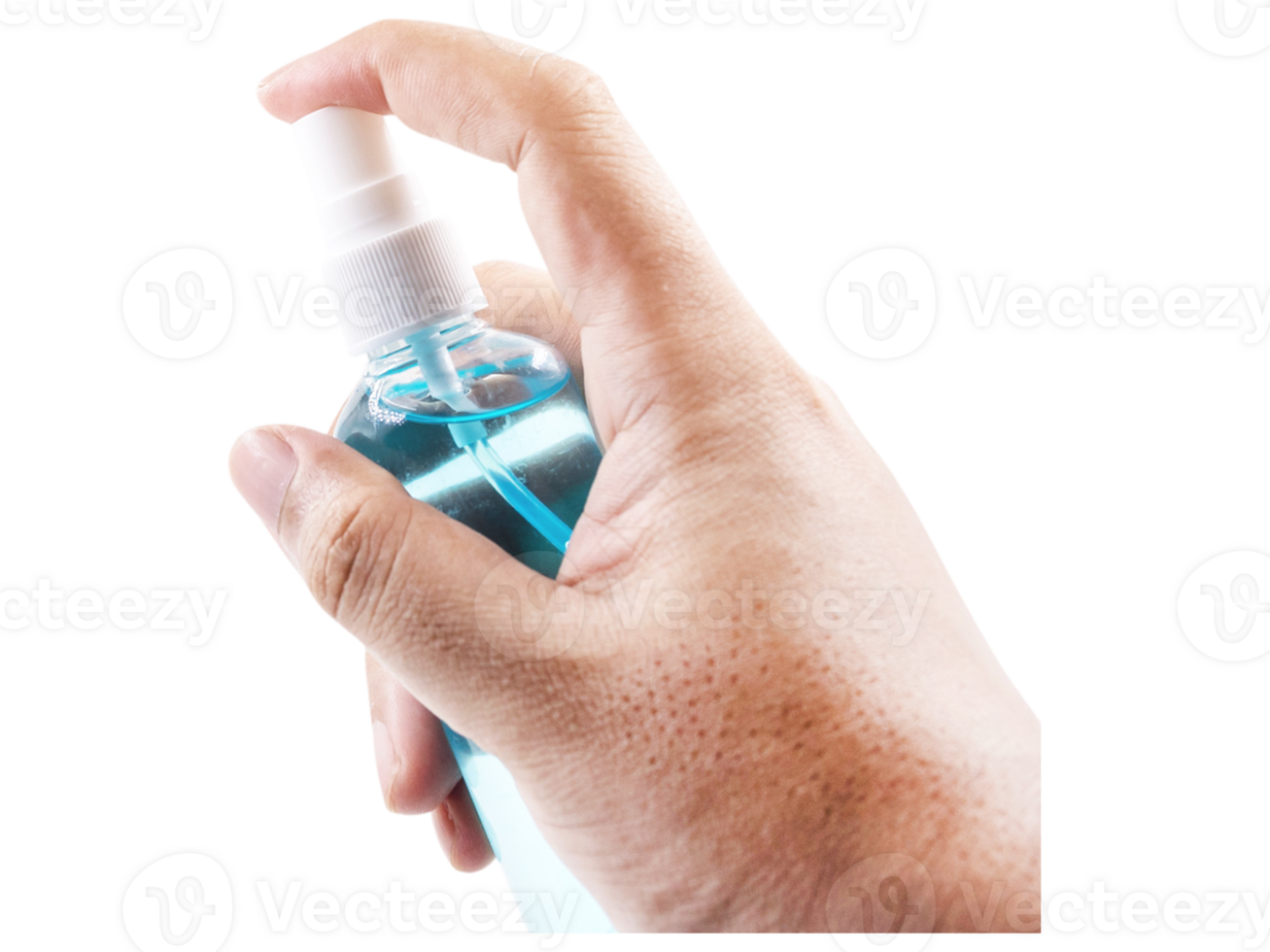 A hand holding a bottle of hand sanitizer png