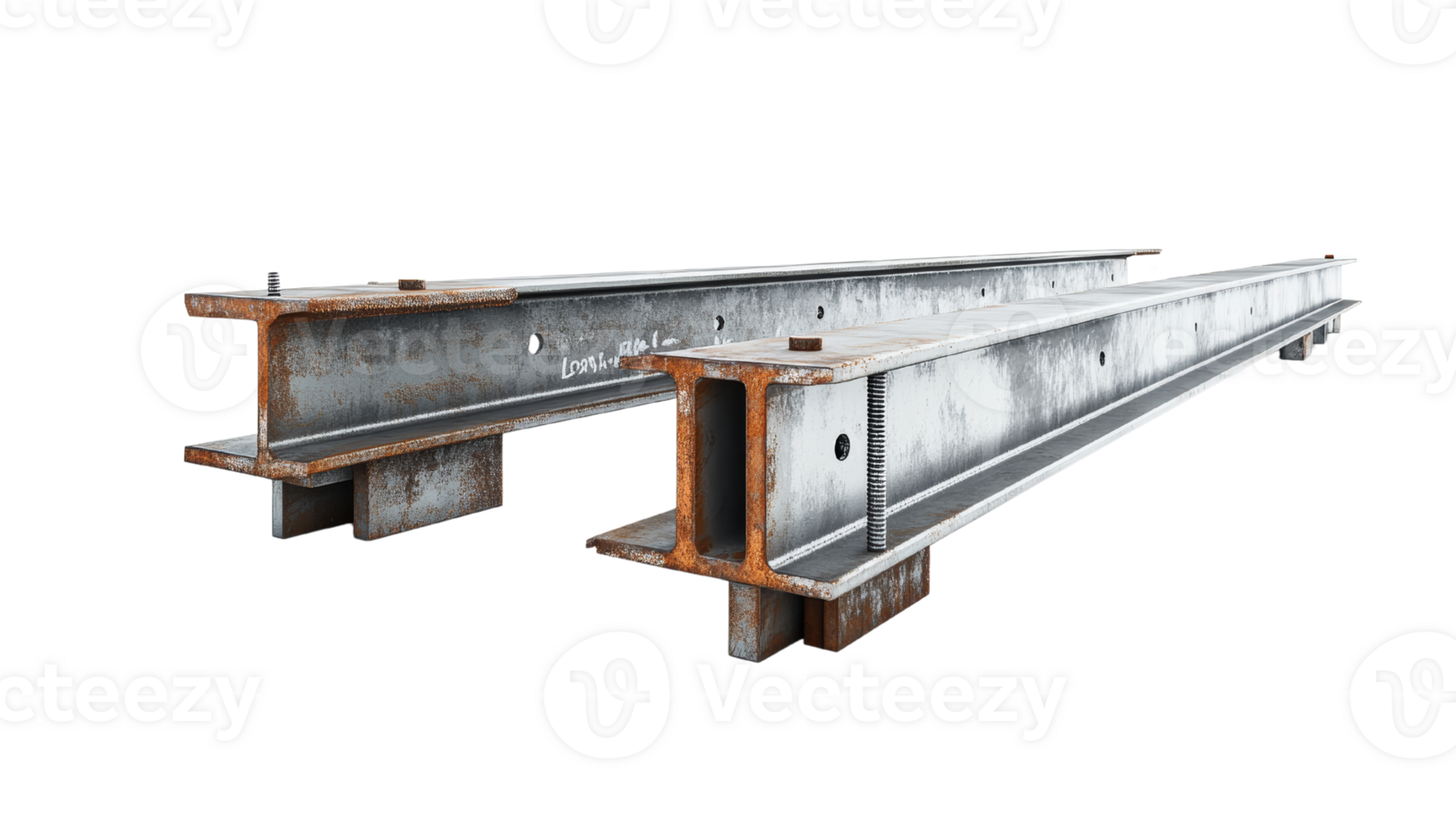 Steel I Beam Connection Construction Engineering 3D Model Isolated on transparency background png