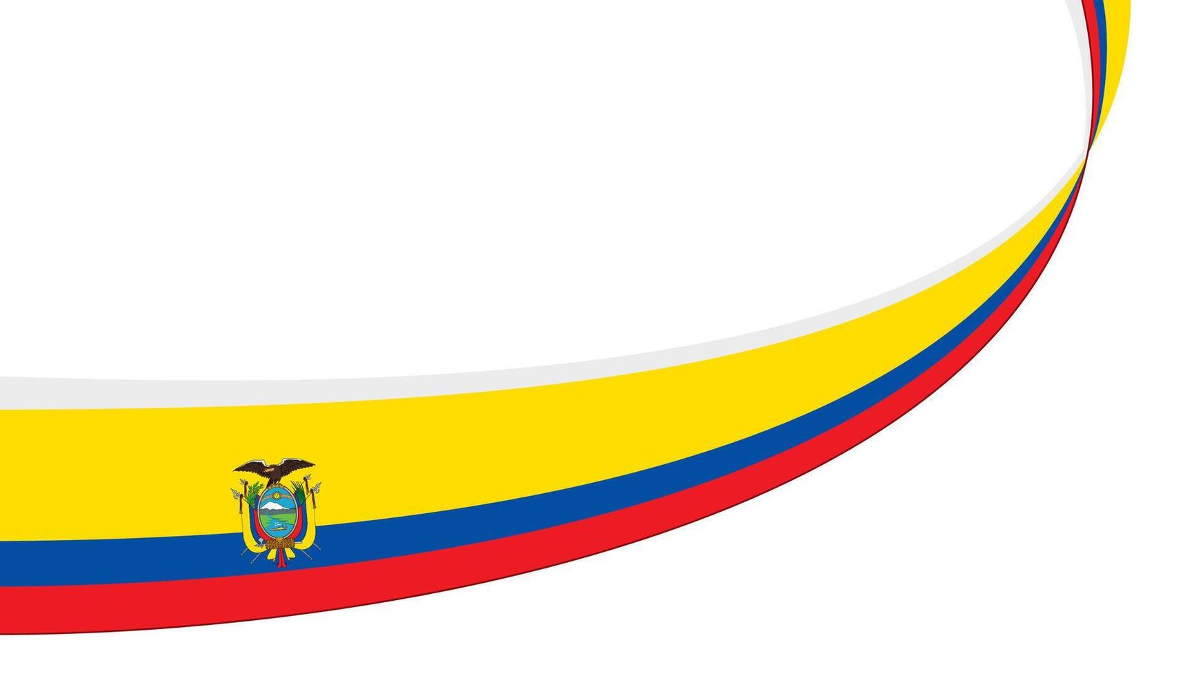 Curved ribbon with flag of Ecuador on white background with copyspace vector