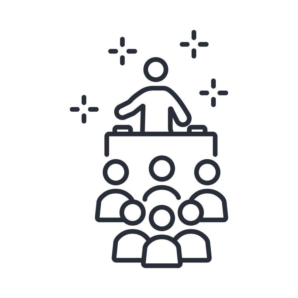 DJ icon. .Editable stroke.linear style sign for use web design,logo.Symbol illustration. vector