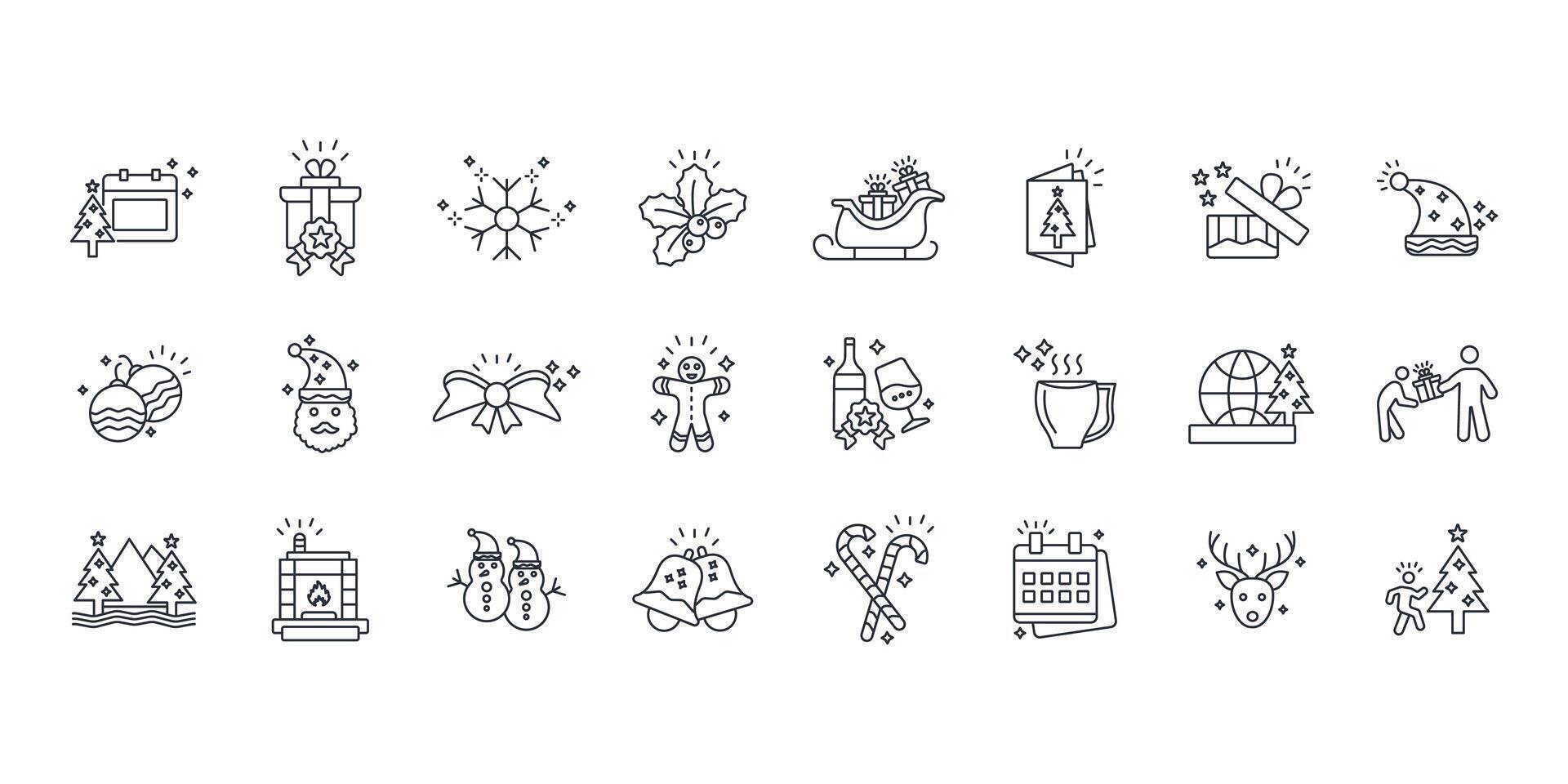 Christmas icon set..Editable stroke.linear style sign for use web design,logo.Symbol illustration. vector