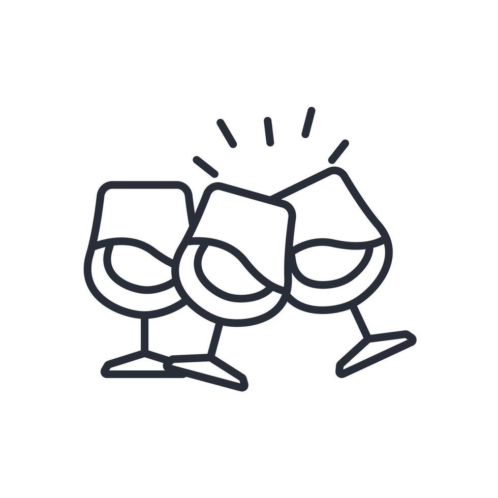 Cheers icon. .Editable stroke.linear style sign for use web design,logo.Symbol illustration. vector