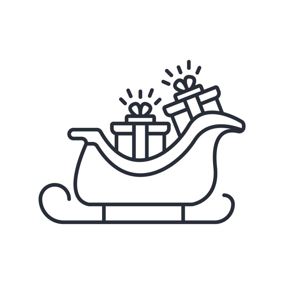 sleigh icon. .Editable stroke.linear style sign for use web design,logo.Symbol illustration. vector