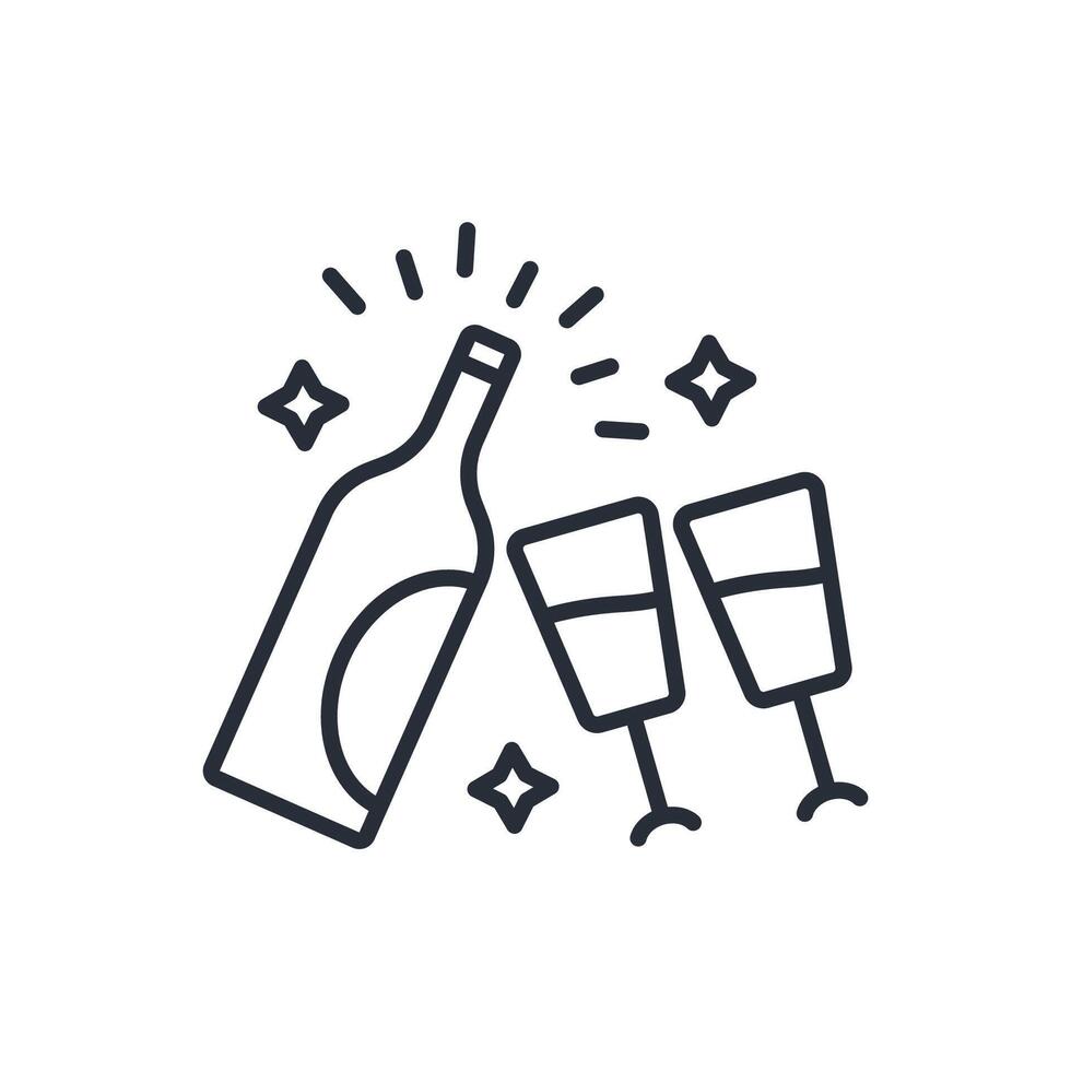Champagne icon. .Editable stroke.linear style sign for use web design,logo.Symbol illustration. vector