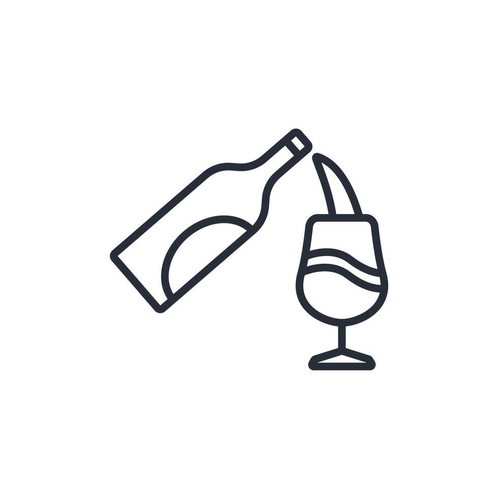 pour wine icon. .Editable stroke.linear style sign for use web design,logo.Symbol illustration. vector