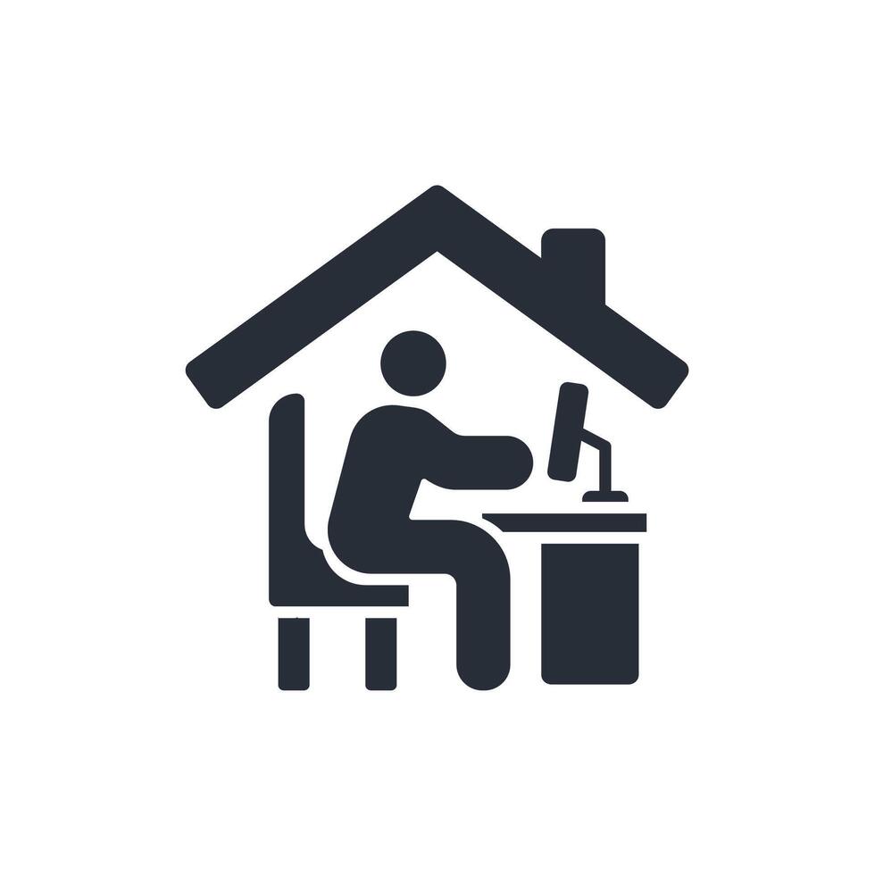 work from home icon. .Editable stroke.linear style sign for use web design,logo.Symbol illustration. vector