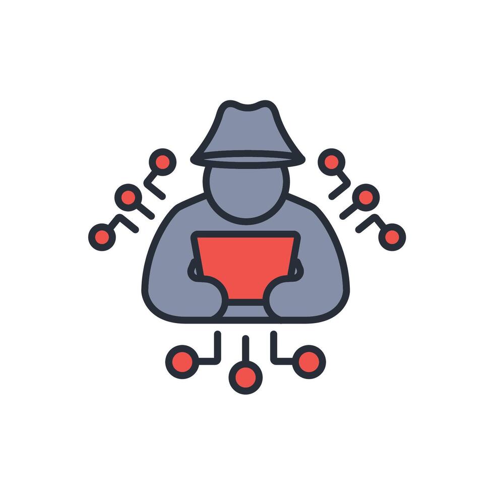 hacker icon. .Editable stroke.linear style sign for use web design,logo.Symbol illustration. vector
