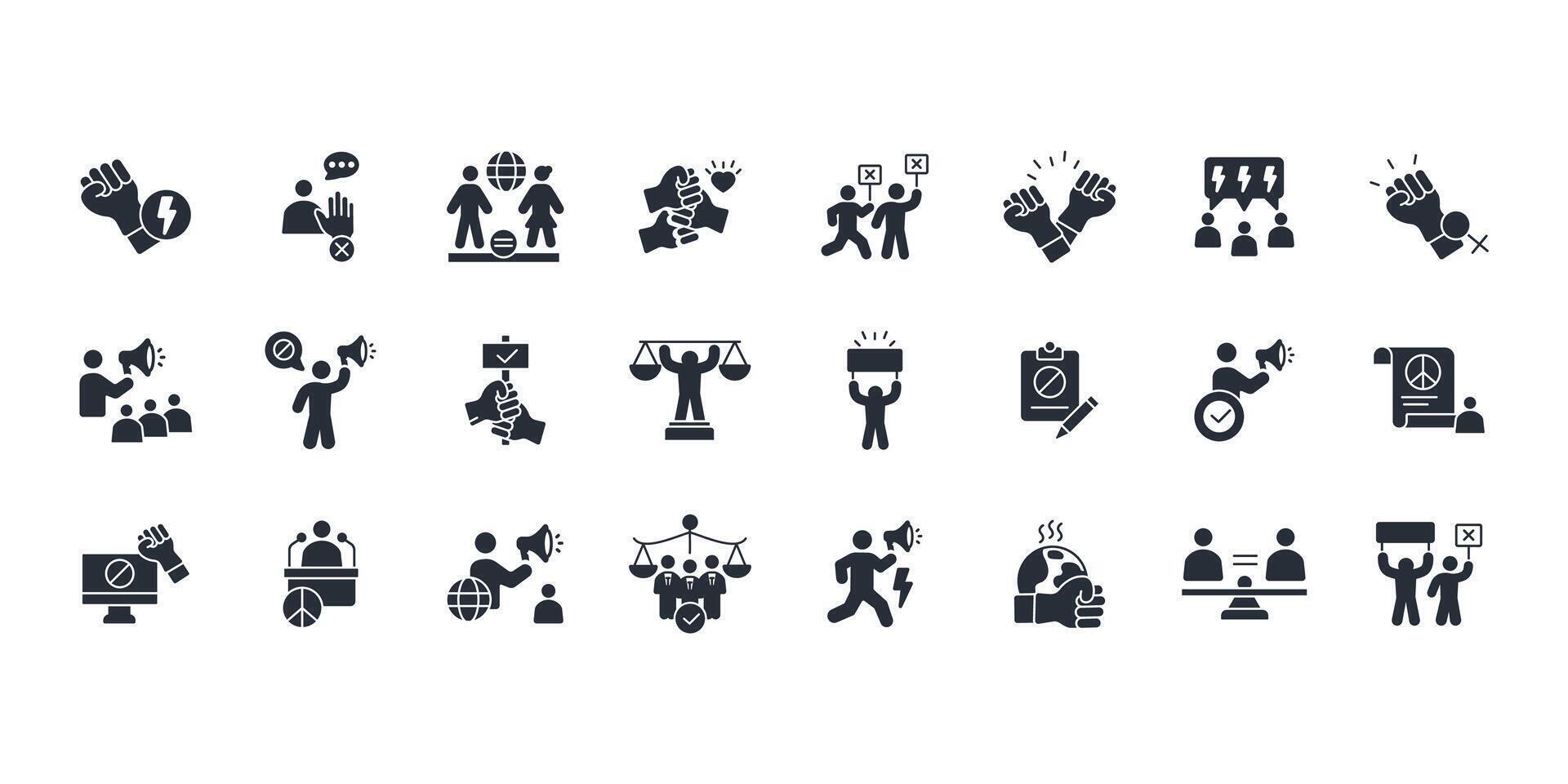 activism protest icon set..Editable stroke.linear style sign for use web design,logo.Symbol illustration. vector