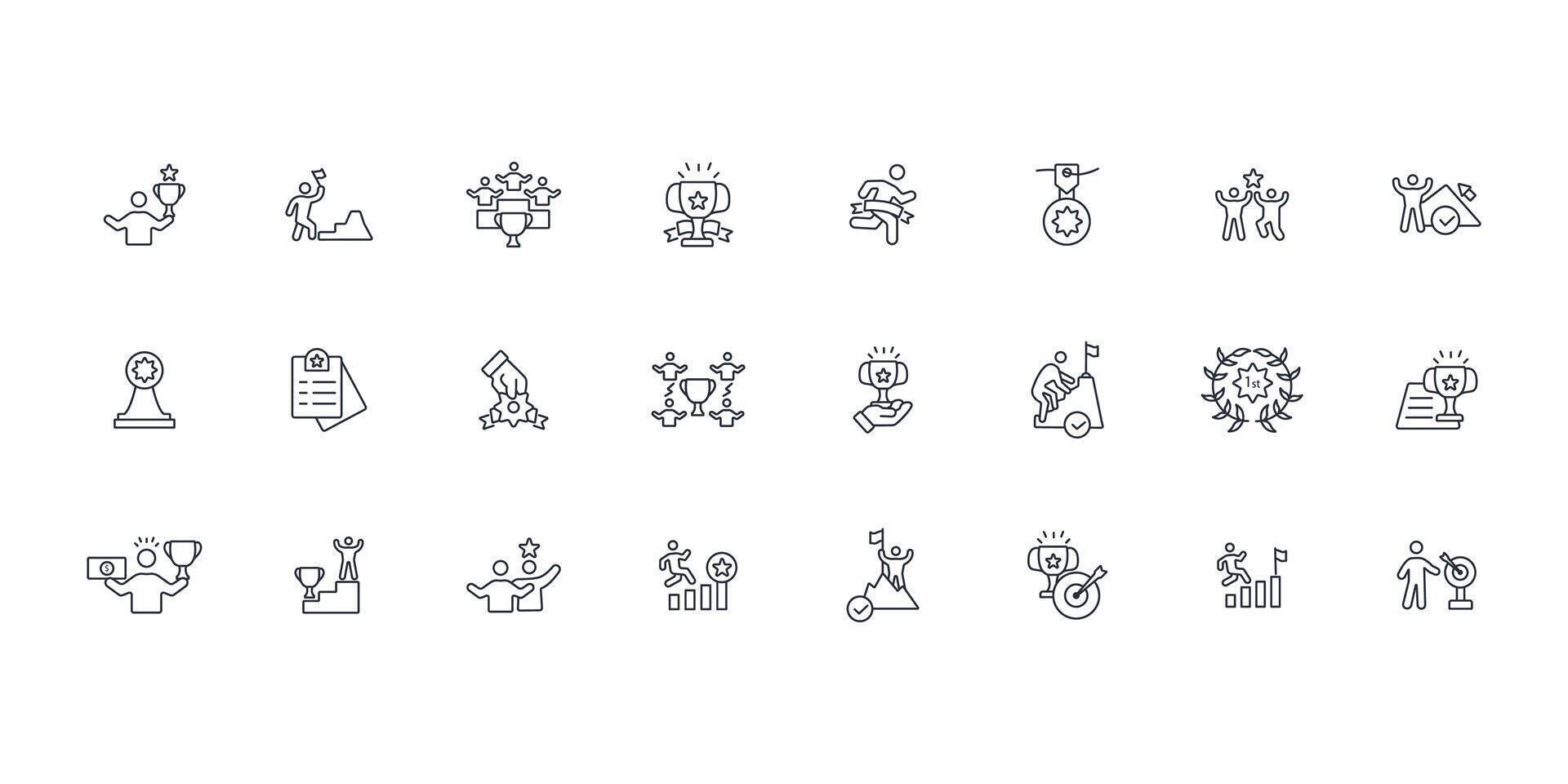 winners icon set..Editable stroke.linear style sign for use web design,logo.Symbol illustration. vector
