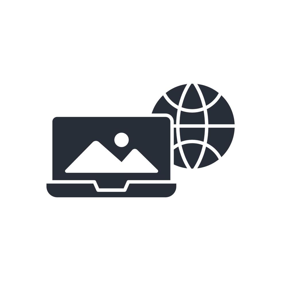 laptop icon. .Editable stroke.linear style sign for use web design,logo.Symbol illustration. vector