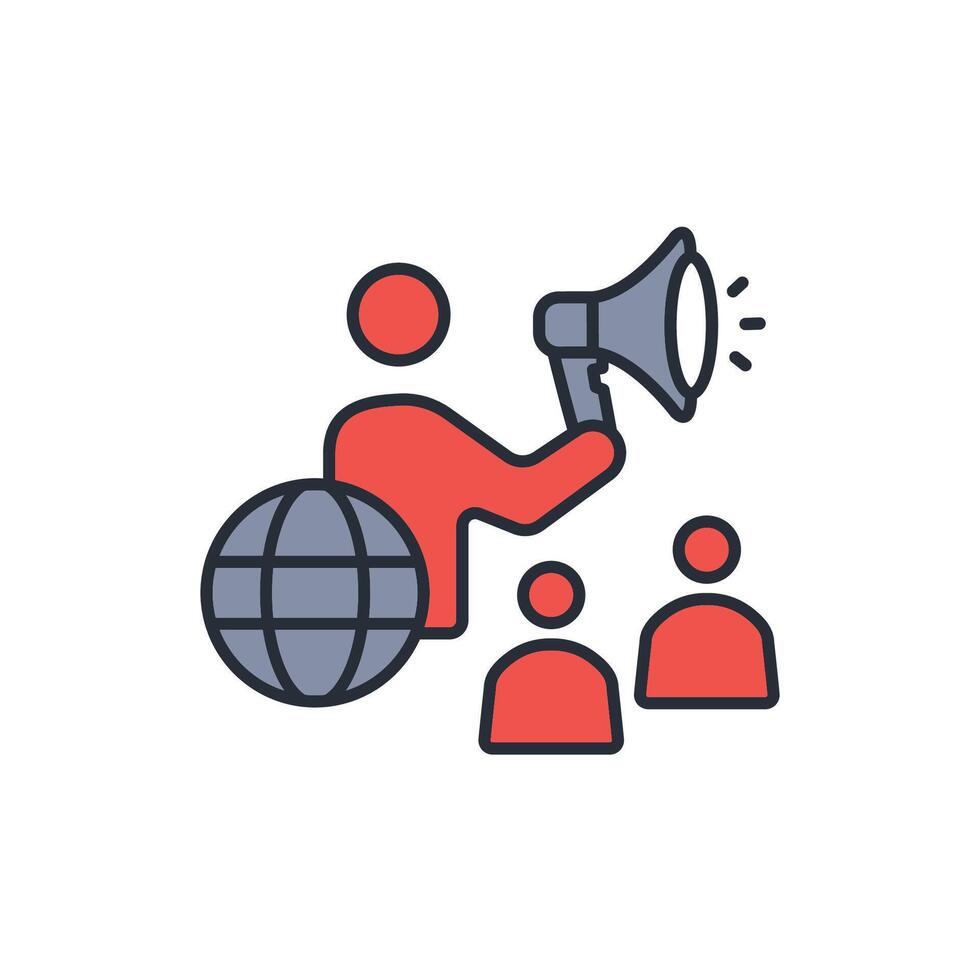 advocacy icon. .Editable stroke.linear style sign for use web design,logo.Symbol illustration. vector