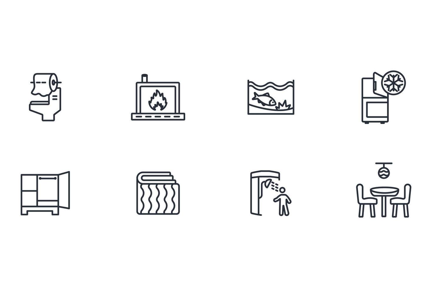 Home interior icon set..Editable stroke.linear style sign for use web design,logo.Symbol illustration. vector