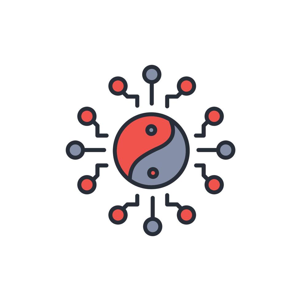 Yin Yang icon. .Editable stroke.linear style sign for use web design,logo.Symbol illustration. vector