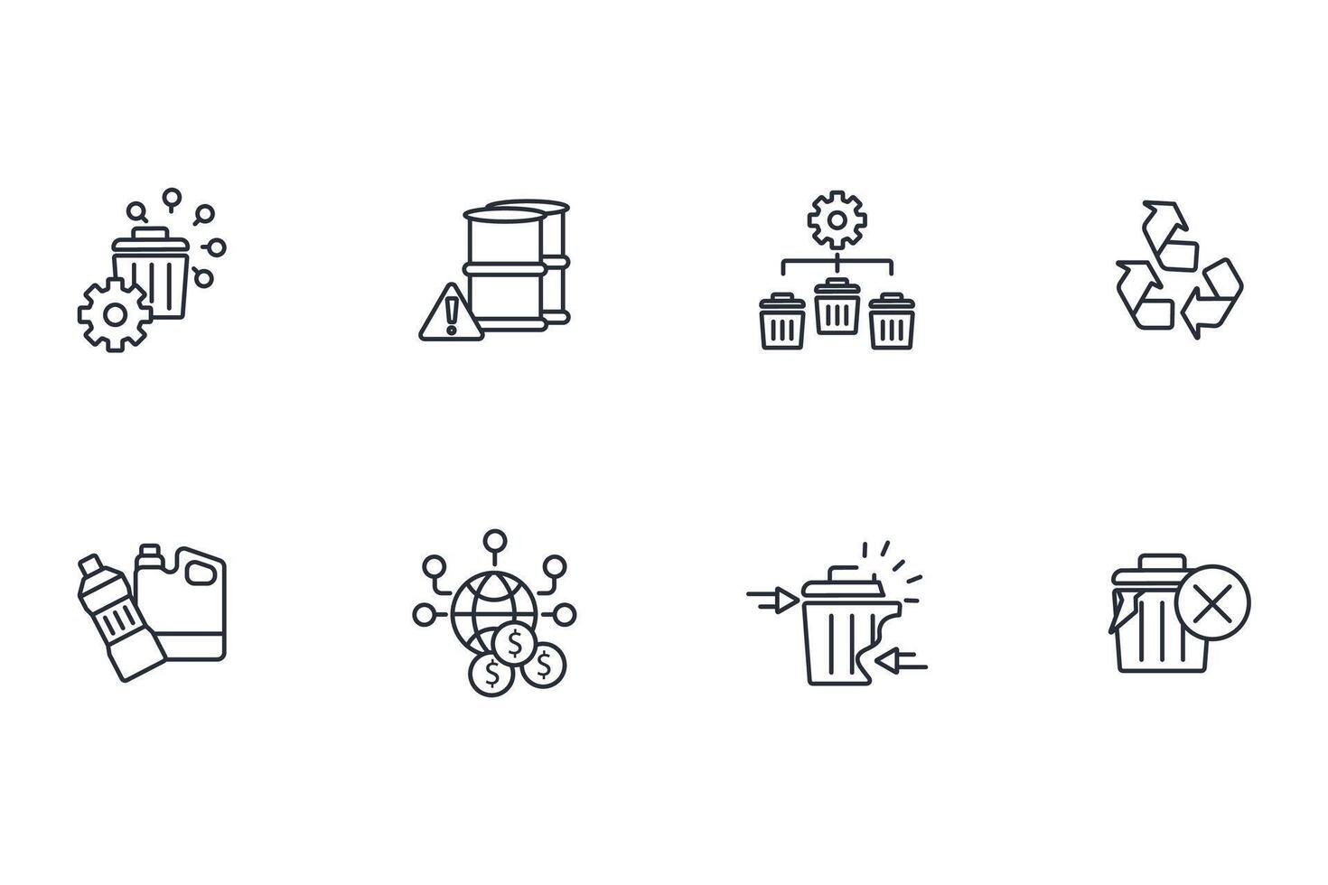 Waste icon set..Editable stroke.linear style sign for use web design,logo.Symbol illustration. vector