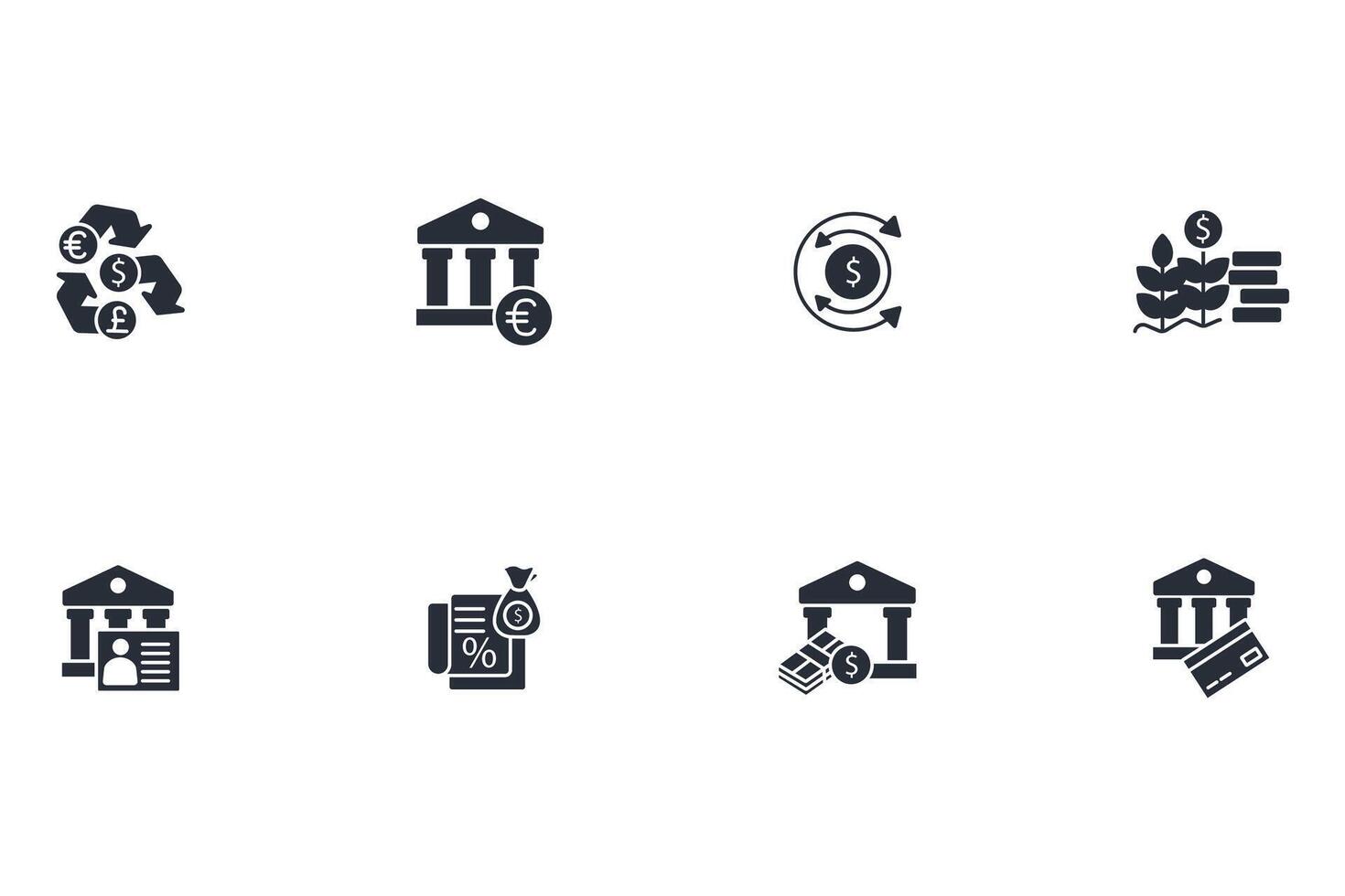 Bank icon set..Editable stroke.linear style sign for use web design,logo.Symbol illustration. vector