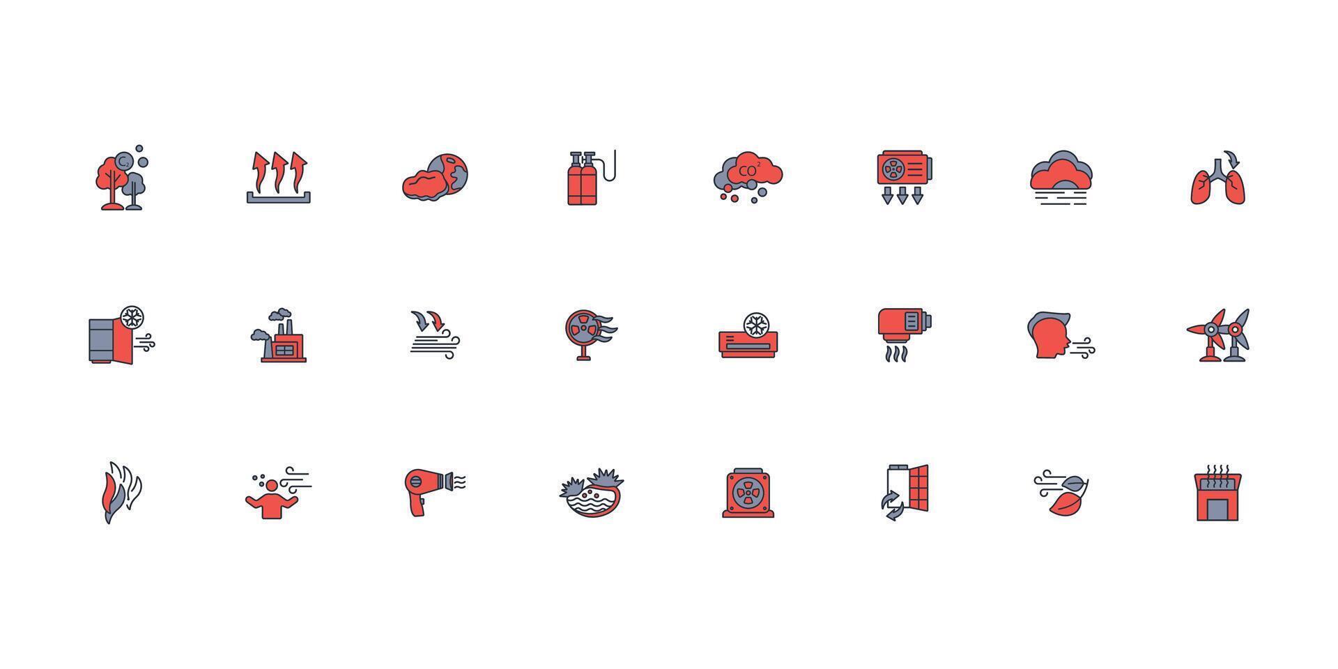Air icon set..Editable stroke.linear style sign for use web design,logo.Symbol illustration. vector