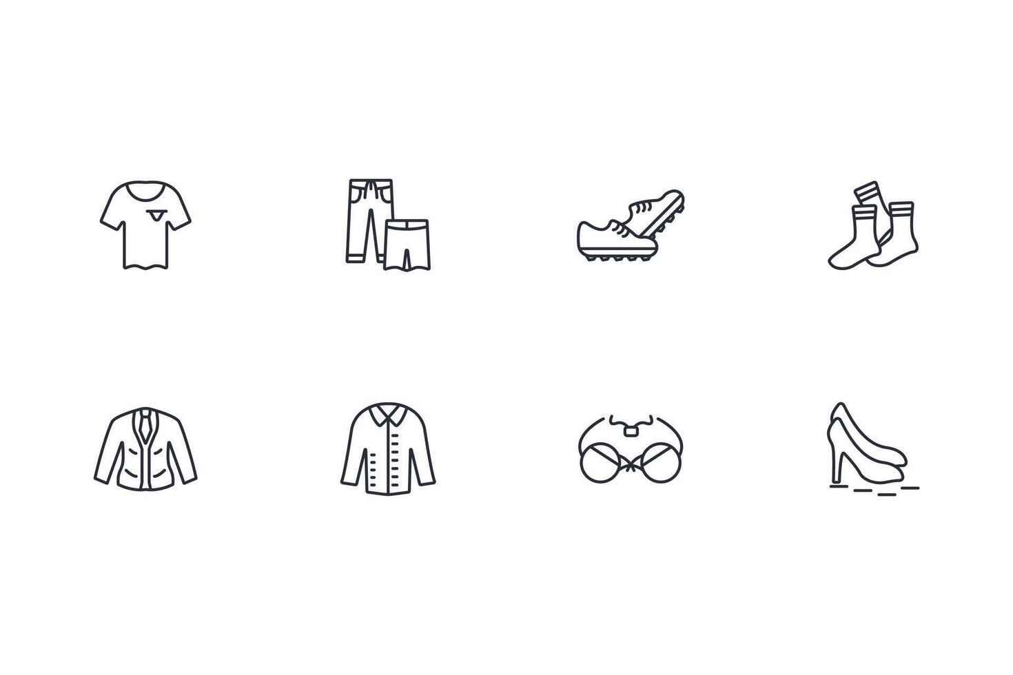 Clothes icon set..Editable stroke.linear style sign for use web design,logo.Symbol illustration. vector